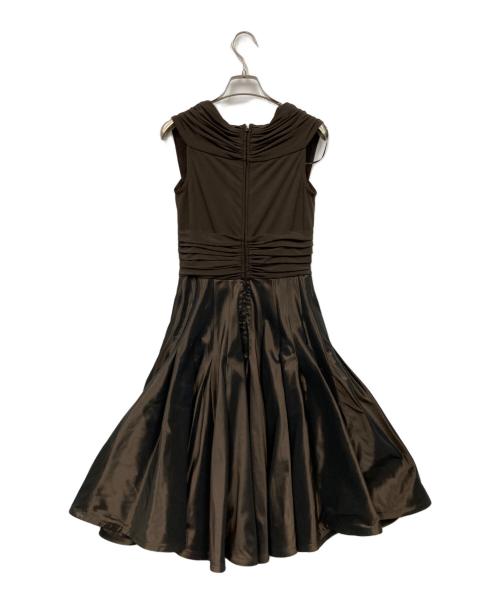 TADASHI SHOJI（タダシ ショージ）TADASHI SHOJI (タダシ ショージ) ドレープノースリーブドレス ブラウン サイズ:表記なしの古着・服飾アイテム