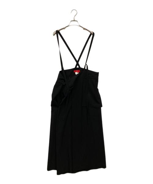 Y's（ワイズ）Y's (ワイズ) ラップアシンメトリーサロペット ブラック サイズ:3の古着・服飾アイテム