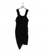 Y'sワイズ）の古着「アシンメトリーデザインノースリーブワンピース」｜ブラック