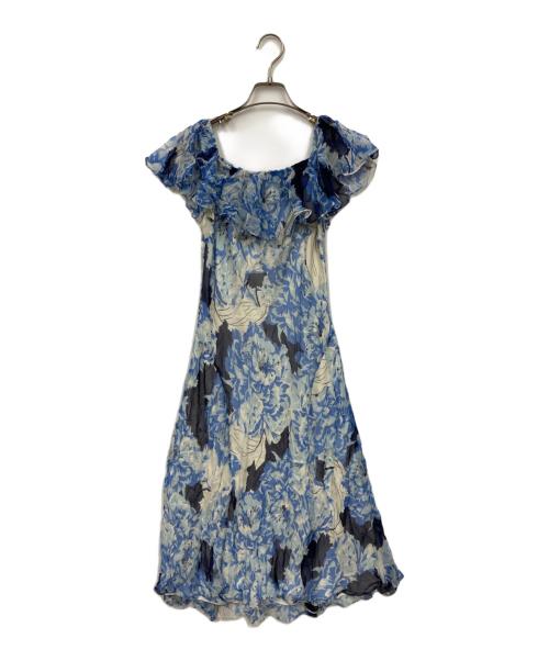 POLO RALPH LAUREN（ポロ・ラルフローレン）POLO RALPH LAUREN (ポロ・ラルフローレン) シルクブレンド ノースリーブワンピース ブルー サイズ:4 未使用品の古着・服飾アイテム