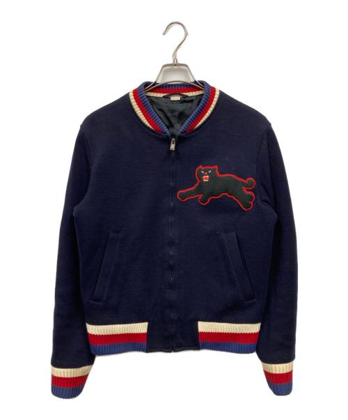 GUCCI（グッチ）GUCCI (グッチ) パンサーアップリケボンバージャケット ネイビー サイズ:46の古着・服飾アイテム