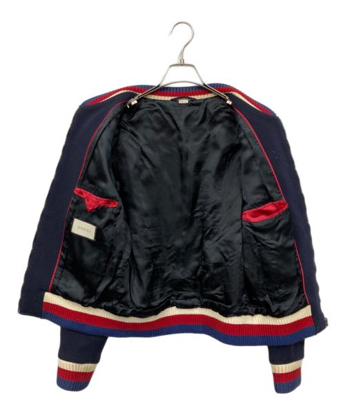 GUCCI（グッチ）GUCCI (グッチ) パンサーアップリケボンバージャケット ネイビー サイズ:46の古着・服飾アイテム