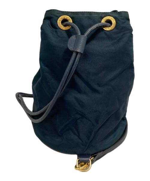 CELINE（セリーヌ）CELINE (セリーヌ) 巾着ショルダーバッグ ネイビーの古着・服飾アイテム