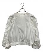 YORIヨリ）の古着「コットン フリルスリーブ シャツ」｜ホワイト