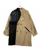 UN3D.アンスリード）の古着「FABRIC MIX CT ファブリックミックスコート」｜ベージュ×ブラック