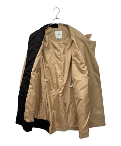 UN3D.（アンスリード）UN3D. (アンスリード) FABRIC MIX CT ファブリックミックスコート ベージュ×ブラック サイズ:38の古着・服飾アイテム
