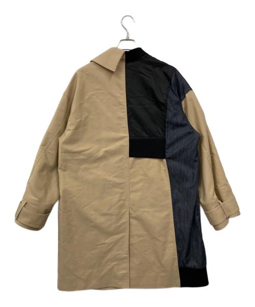 UN3D.（アンスリード）UN3D. (アンスリード) FABRIC MIX CT ファブリックミックスコート ベージュ×ブラック サイズ:38の古着・服飾アイテム