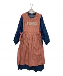 Cotton House Aya（コットンハウス アヤ）の古着「エプロンレイヤードワンピース」｜インディゴ