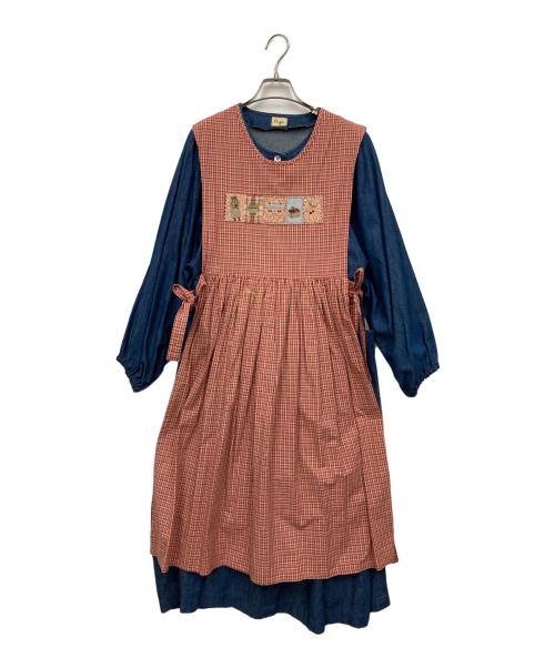 Cotton House Aya（コットンハウス アヤ）Cotton House Aya (コットンハウス アヤ) エプロンレイヤードワンピース インディゴ サイズ:表記無しの古着・服飾アイテム