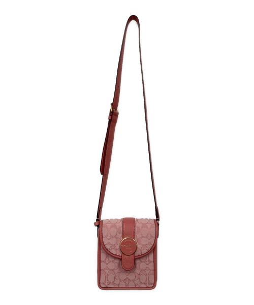 COACH（コーチ）COACH (コーチ) ノース／サウス ロニー クロスボディ シグネチャー ジャカード ピンクの古着・服飾アイテム