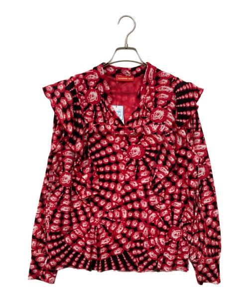 VIVIENNE TAM（ヴィヴィアンタム）VIVIENNE TAM (ヴィヴィアンタム) ドラゴンマンダラプリント フリルパワーネットブラウス レッド サイズ:42 未使用品の古着・服飾アイテム