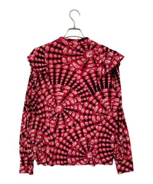 VIVIENNE TAM（ヴィヴィアンタム）VIVIENNE TAM (ヴィヴィアンタム) ドラゴンマンダラプリント フリルパワーネットブラウス レッド サイズ:42 未使用品の古着・服飾アイテム