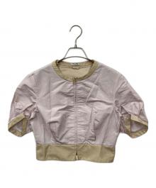 MIU MIU（ミュウミュウ）の古着「半袖ジップジャケット」｜ピンク