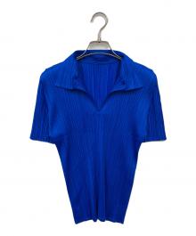 PLEATS PLEASE（プリーツプリーズ）の古着「ポロシャツ」｜ブルー