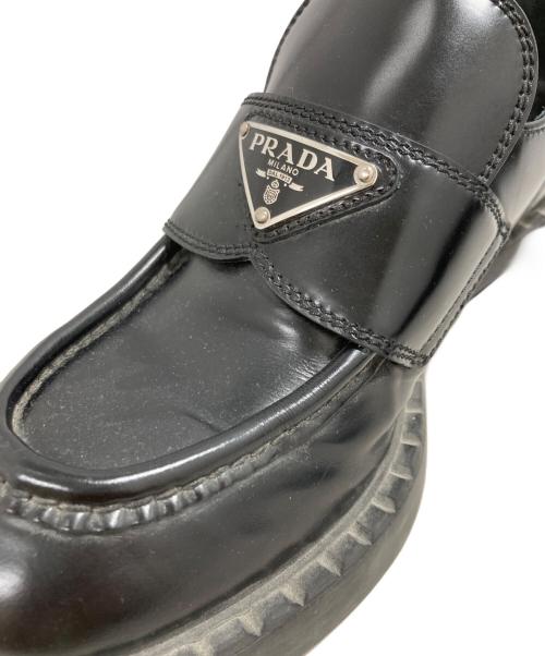 PRADA（プラダ）PRADA (プラダ) チョコレート ブラッシュドレザー ローファー ブラック サイズ:37　1/2の古着・服飾アイテム