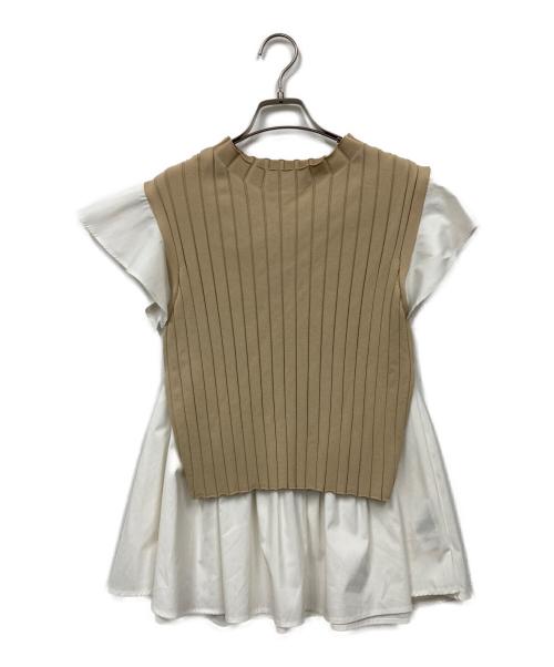 CELFORD（セルフォード）CELFORD (セルフォード) シャツレイヤードニットプルオーバー ベージュ サイズ:38の古着・服飾アイテム