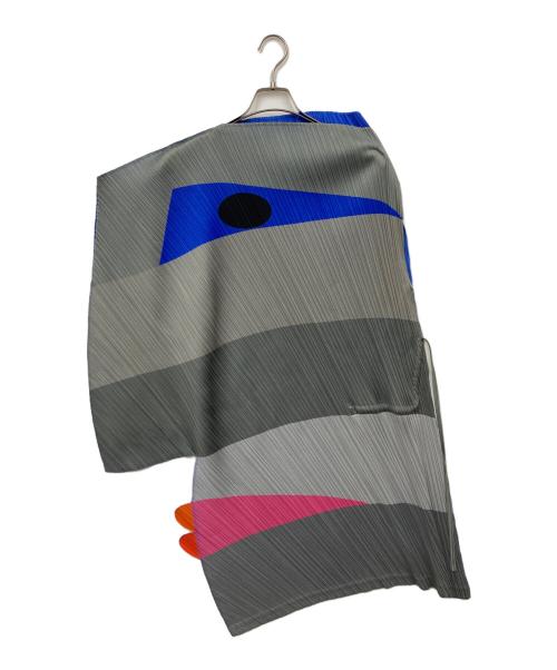 IKKO TANAKA ISSEY MIYAKE（イッコウタナカイッセイミヤケ）IKKO TANAKA ISSEY MIYAKE (イッコウタナカイッセイミヤケ) フェイス プリントプリーツ変形ワンピース ブルー サイズ:3の古着・服飾アイテム