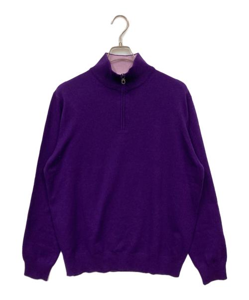 Salvatore Ferragamo（サルヴァトーレ フェラガモ）Salvatore Ferragamo (サルヴァトーレ フェラガモ) カシミヤハーフジップニット パープル サイズ:Lの古着・服飾アイテム
