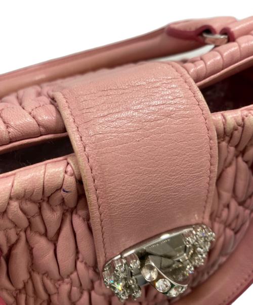 MIU MIU（ミュウミュウ）MIU MIU (ミュウミュウ) 2WAYバッグ ナッパクリスタル マテラッセ ピンクの古着・服飾アイテム