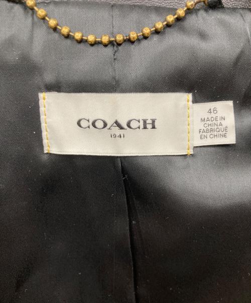 COACH（コーチ）COACH (コーチ) レザー レーサー ジャケット ブラック サイズ:46の古着・服飾アイテム