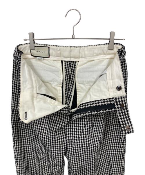 GUCCI（グッチ）GUCCI (グッチ) ２タック 千鳥格子 ウールスラックス ブラック サイズ:46の古着・服飾アイテム