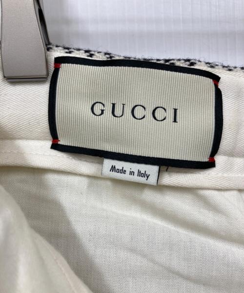 GUCCI（グッチ）GUCCI (グッチ) ２タック 千鳥格子 ウールスラックス ブラック サイズ:46の古着・服飾アイテム