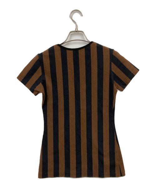 FENDI（フェンディ）FENDI (フェンディ) ストライプパイルＴシャツ ブラウン サイズ:42の古着・服飾アイテム