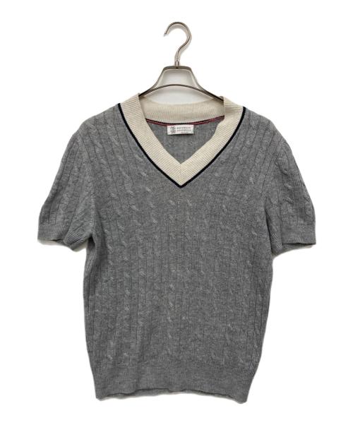 BRUNELLO CUCINELLI（ブルネロクチネリ）BRUNELLO CUCINELLI (ブルネロクチネリ) 半袖ニット グレー サイズ:46の古着・服飾アイテム