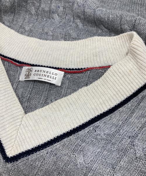 BRUNELLO CUCINELLI（ブルネロクチネリ）BRUNELLO CUCINELLI (ブルネロクチネリ) 半袖ニット グレー サイズ:46の古着・服飾アイテム