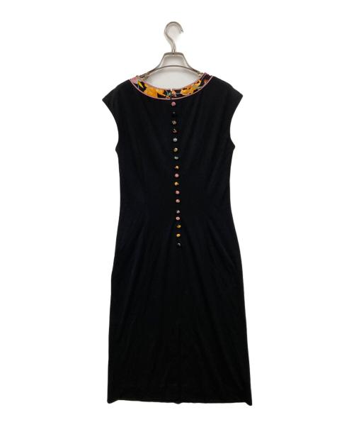 LEONARD（レオナール）LEONARD (レオナール) ノースリーブワンピース ブラック サイズ:Lの古着・服飾アイテム