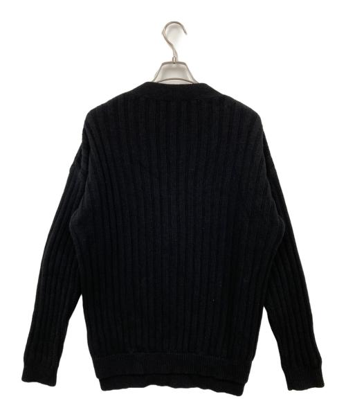VALENTINO（ヴァレンティノ）VALENTINO (ヴァレンティノ) VLTNロゴ ケーブルニットカーディガン ブラック サイズ:Lの古着・服飾アイテム