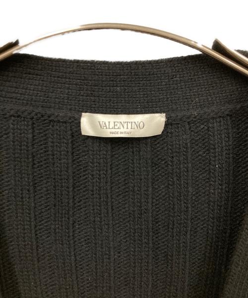 VALENTINO（ヴァレンティノ）VALENTINO (ヴァレンティノ) VLTNロゴ ケーブルニットカーディガン ブラック サイズ:Lの古着・服飾アイテム