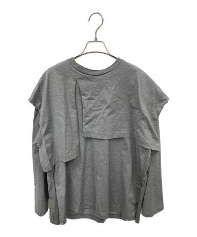 LOHEN ローヘン デザインカットソー 未使用 中古・古着通販】LOHEN (ローヘン) LAYERED SLIT-T-SHIRT グレー