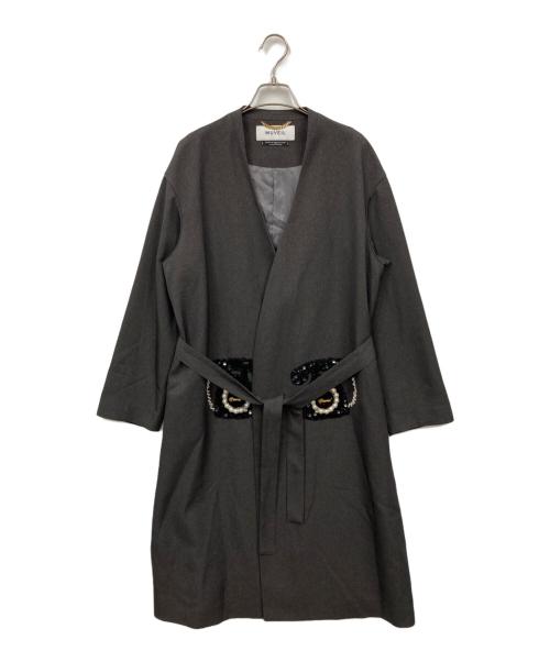MUVEIL（ミュベール）MUVEIL (ミュベール) 電話装飾ノーカラーコート グレー サイズ:40の古着・服飾アイテム