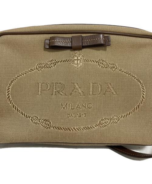 PRADA（プラダ）PRADA (プラダ) キャンバスショルダーバッグ ベージュの古着・服飾アイテム