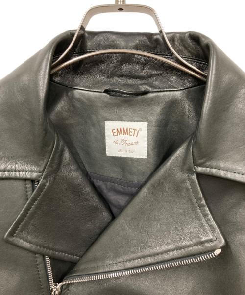 EMMETI（エンメティ）EMMETI (エンメティ) ラムスキンダブルライダースジャケット ブラック サイズ:48の古着・服飾アイテム