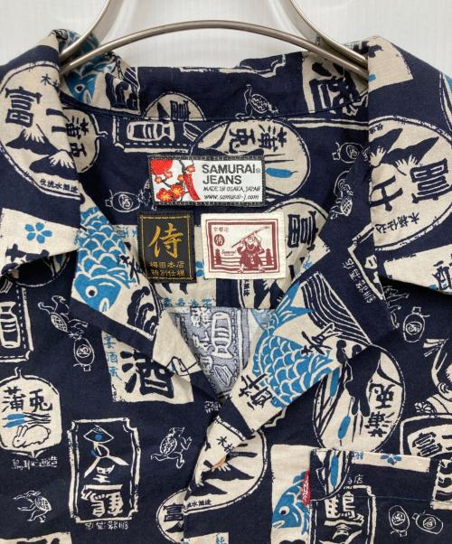 SAMURAI JEANS（サムライジーンズ）SAMURAI JEANS (サムライジーンズ) 柄シャツ ネイビー サイズ:Lの古着・服飾アイテム