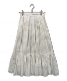 HER LIP TO（ハーリップトゥ）の古着「Sheer Check Volume Skirt」｜ホワイト