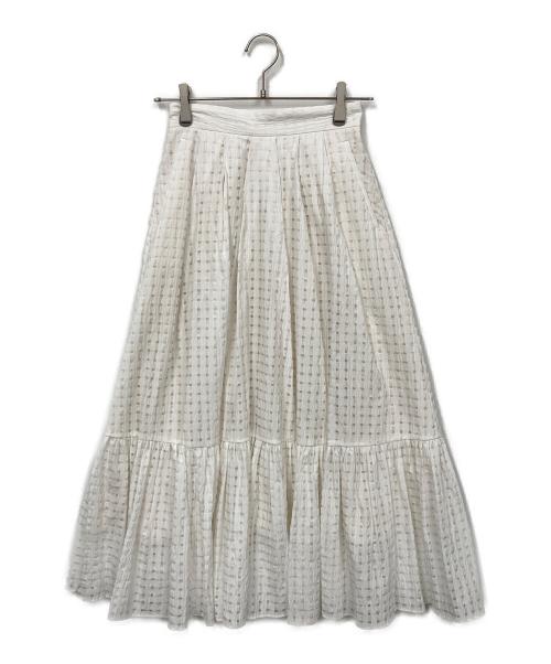 HER LIP TO（ハーリップトゥ）Her lip to (ハーリップトゥ) Sheer Check Volume Skirt ホワイト サイズ:5 未使用品の古着・服飾アイテム
