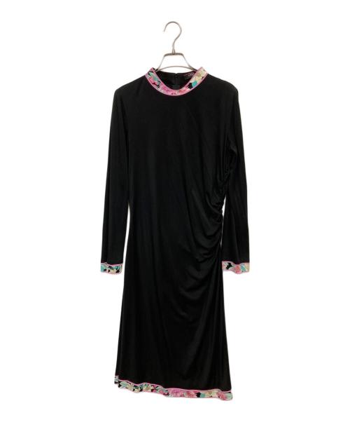 LEONARD FASHION（レオナールファッション）LEONARD FASHION (レオナールファッション) ギャザーデザインワンピース ブラック サイズ:40の古着・服飾アイテム