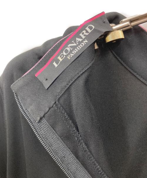 LEONARD FASHION（レオナールファッション）LEONARD FASHION (レオナールファッション) ギャザーデザインワンピース ブラック サイズ:40の古着・服飾アイテム