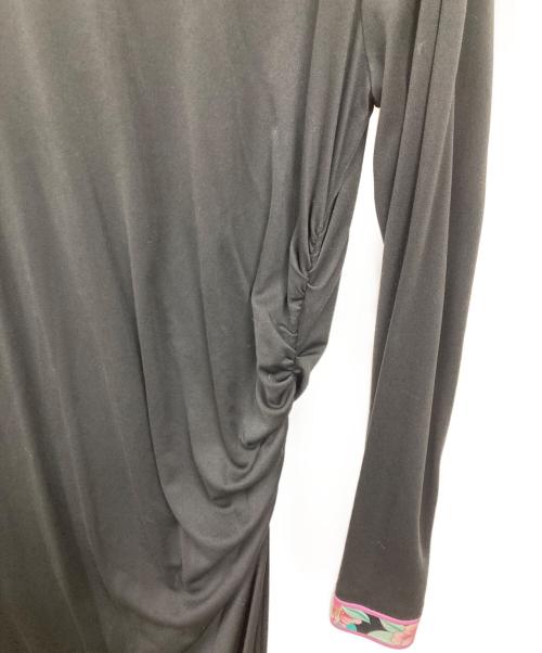 LEONARD FASHION（レオナールファッション）LEONARD FASHION (レオナールファッション) ギャザーデザインワンピース ブラック サイズ:40の古着・服飾アイテム