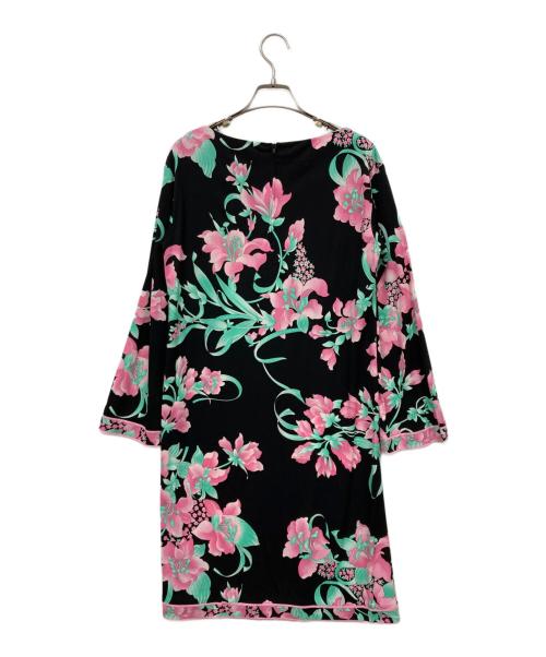 LEONARD FASHION（レオナールファッション）LEONARD FASHION (レオナールファッション) 総柄ワンピース ブラック サイズ:38の古着・服飾アイテム