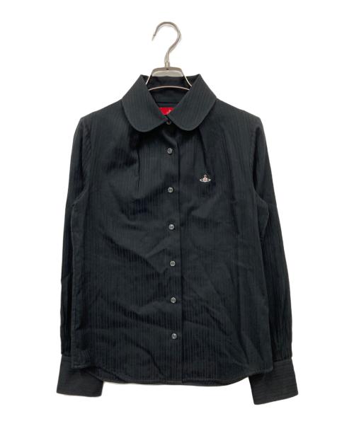 Vivienne Westwood（ヴィヴィアンウエストウッド）Vivienne Westwood (ヴィヴィアンウエストウッド) オーブ ストライプブラウス ブラック サイズ:2の古着・服飾アイテム