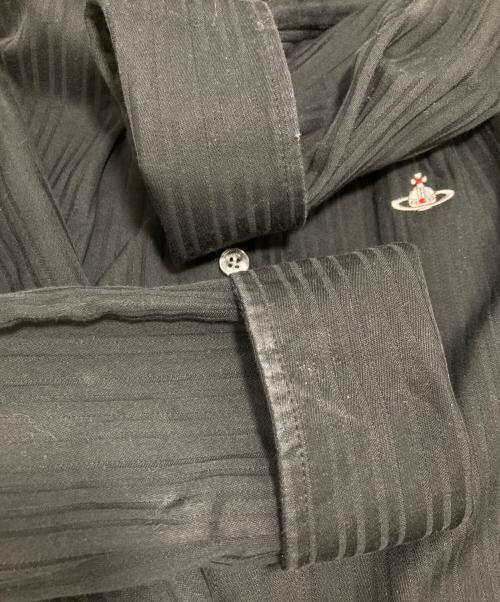 Vivienne Westwood（ヴィヴィアンウエストウッド）Vivienne Westwood (ヴィヴィアンウエストウッド) オーブ ストライプブラウス ブラック サイズ:2の古着・服飾アイテム