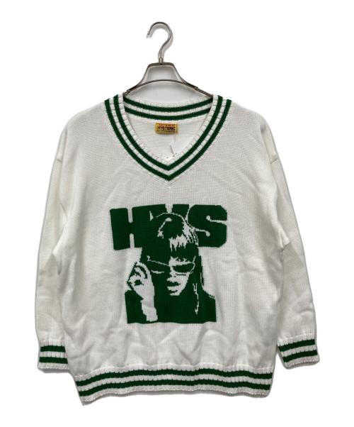 Hysteric Glamour（ヒステリックグラマー）Hysteric Glamour (ヒステリックグラマー) MAXIMUM ROCKジャカード チルデンオーバーサイズセーター ホワイト サイズ:FREE 未使用品の古着・服飾アイテム
