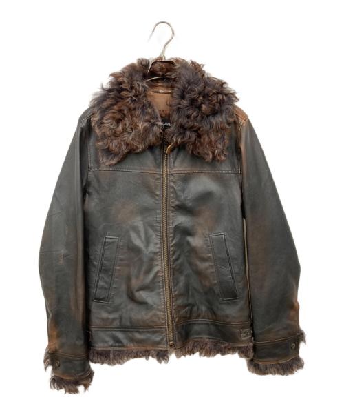 DOLCE & GABBANA（ドルチェ＆ガッバーナ）DOLCE & GABBANA (ドルチェ＆ガッバーナ) レザージャケット ブラウン サイズ:48の古着・服飾アイテム