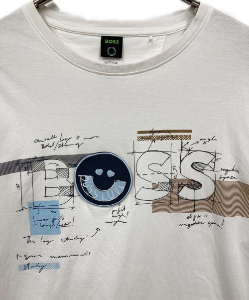 BOSS（ボス）BOSS (ボス) デタッチャブルロゴバッジ コットンジャージー Tシャツ ホワイト サイズ:不明の古着・服飾アイテム