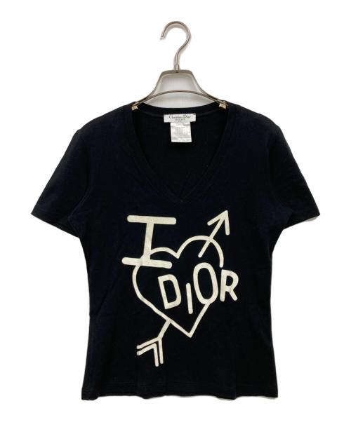 Christian Dior（クリスチャン ディオール）Christian Dior (クリスチャン ディオール) VネックTシャツ ブラック サイズ:38の古着・服飾アイテム