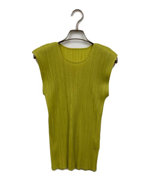 ISSEY MIYAKE（イッセイミヤケ）ISSEY MIYAKE (イッセイミヤケ) プリーツノースリーブブラウス イエロー サイズ:Mの古着・服飾アイテム